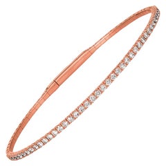 Bracelet jonc souple en or rose 14 carats avec diamants naturels de 1,50 carat G-H SI