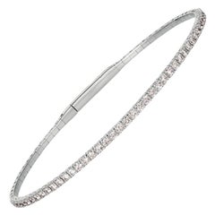 1.50 Carat Natural Diamond Flexible Bangle Bracelet G-H SI 14 Karat White Gold