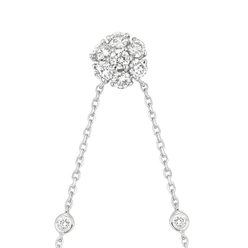 Contemporary 1.50 Carat Natural Diamond Flower and Bezel Pendant 14 Karat White Gold G SI For Sale
