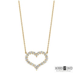 1.50 Carat Natural Diamond Heart Necklace 14 Karat White Gold Chain