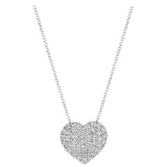 1.50 Carat Natural Diamond Heart Necklace Pendant 14 Karat White Gold G SI