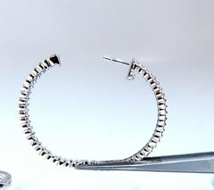 1.50 Carat Natural Diamond Hoop Earrings 14 Karat White Gold*