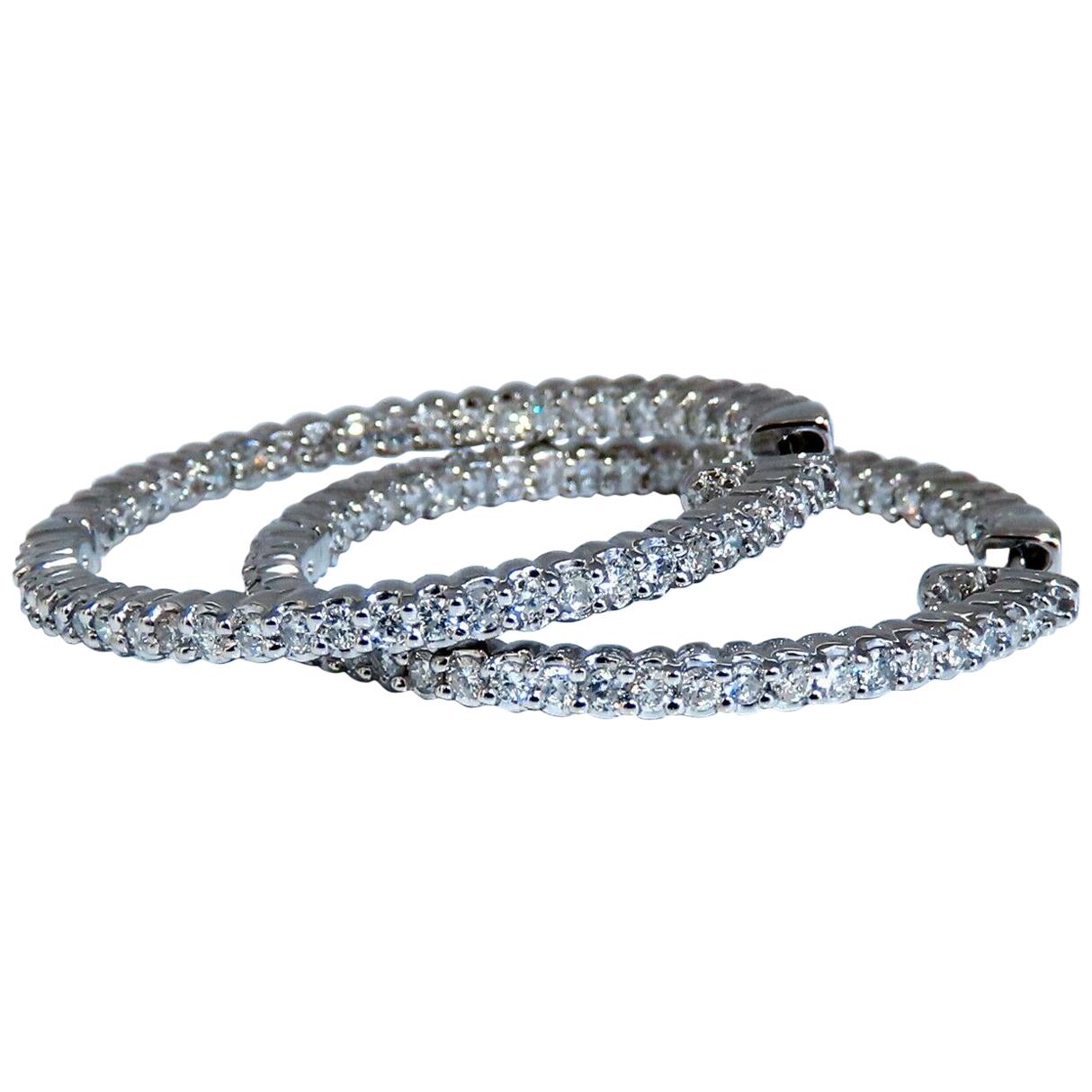 Pendientes de aro de diamante natural de 1,50 quilates y oro blanco de 14 quilates