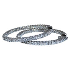 1.50 Carat Natural Diamond Hoop Earrings 14 Karat White Gold*