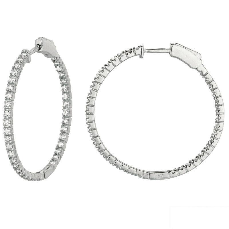 1.50 Carat Natural Diamond Hoop Earrings G SI 14K White Gold

100% Natural, Not Enhanced in any way Round Cut Diamond Earrings
1.50CT 
G-H 
SI  
14K White Gold,  5.1 grams,  Prong Style
1 1/4 inch in height, 1/16 inch in width
76 diamonds