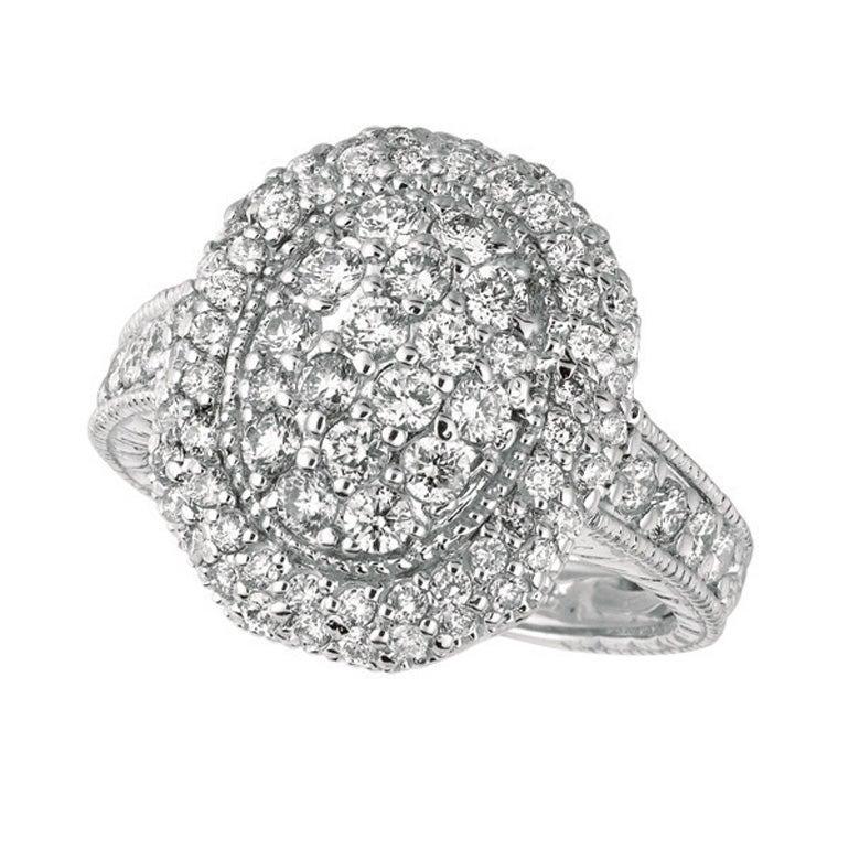 Im Angebot: 1,50 Karat natürlicher Diamant Oval Cluster Ring G SI 14 Karat Gelbgold () 3