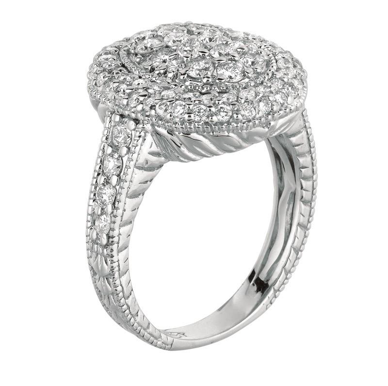 1.50 Ct Natural Round Cut Diamond Ring G SI 14K White Gold

100% Natural Diamonds, Not Enhanced in any way 
1.50CT
G-H 
SI  
14K White Gold,  Prong style,   7.10 grams
5/8 inch in width
Size 7
24 diamonds - 0.94ct, 60 diamonds - 0.56ct

ALL OUR