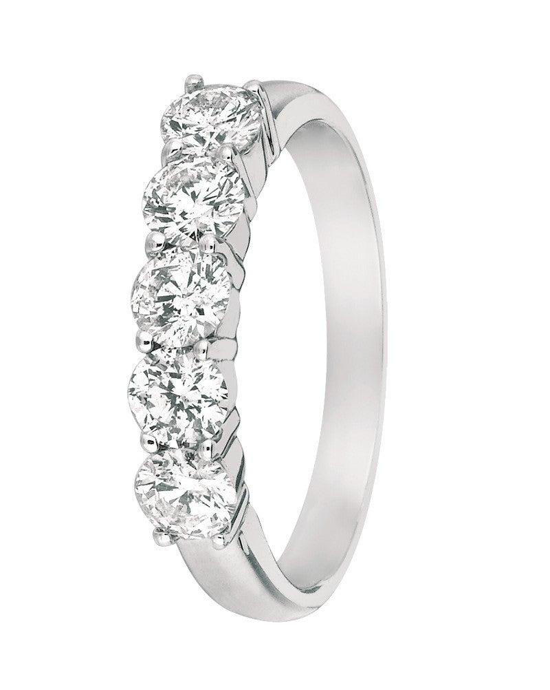 For Sale:  1.50 Carat Natural Diamond Ring G SI 14 Karat White Gold 5 Stones 2