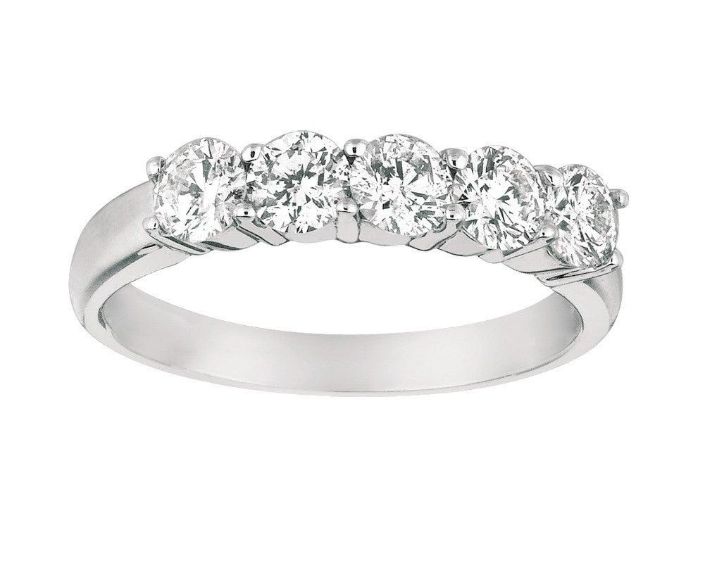 For Sale:  1.50 Carat Natural Diamond Ring G SI 14 Karat White Gold 5 Stones 3