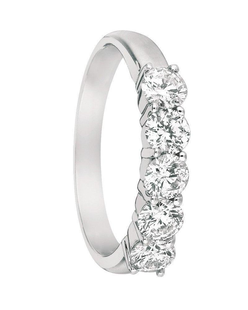 For Sale:  1.50 Carat Natural Diamond Ring G SI 14 Karat White Gold 5 Stones 4
