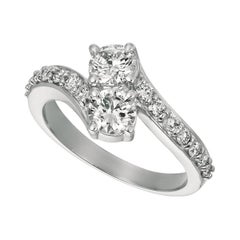 1.50 Carat Natural Diamond Ring G SI 14 Karat White Gold