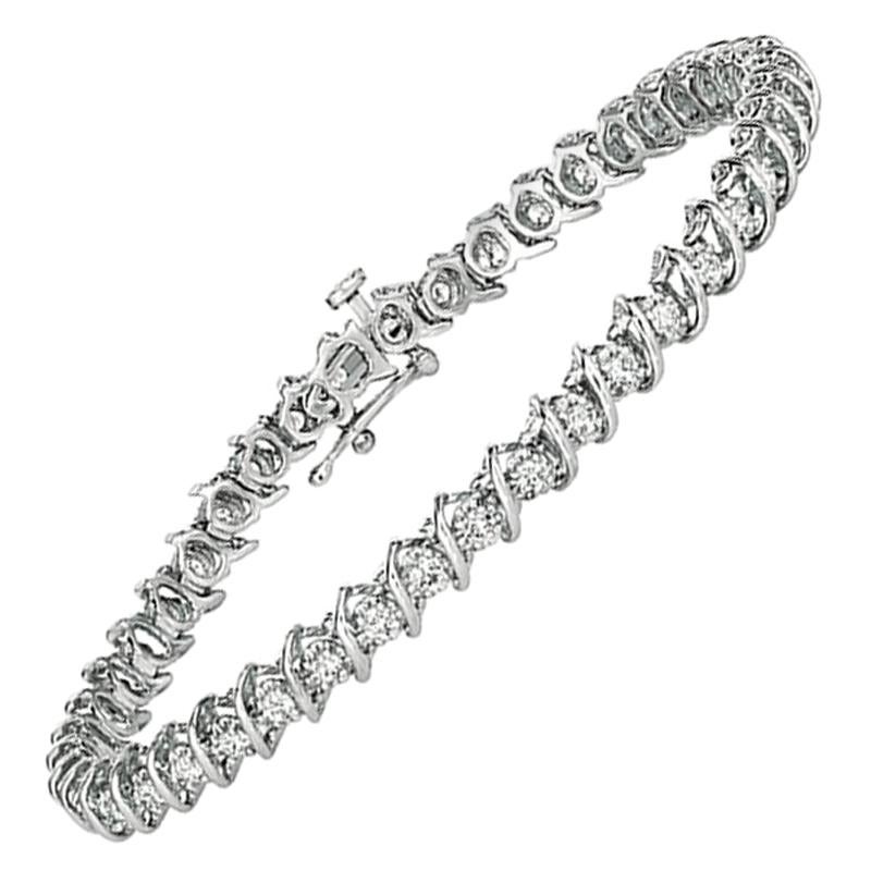 1.50 Carat Natural Diamond S Style Bracelet G-H SI 14 Karat White Gold