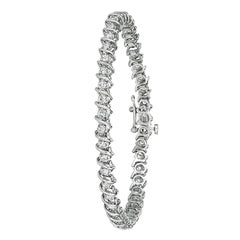 Bracciale a S con diamanti naturali da 1,50 carati G-H SI in oro bianco 14 kt.