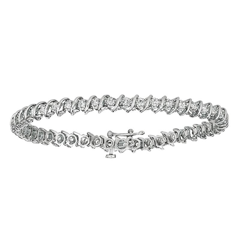 Contemporain Bracelet de style S en or blanc 14 carats avec diamants naturels de 1,50 carat G-H SI en vente