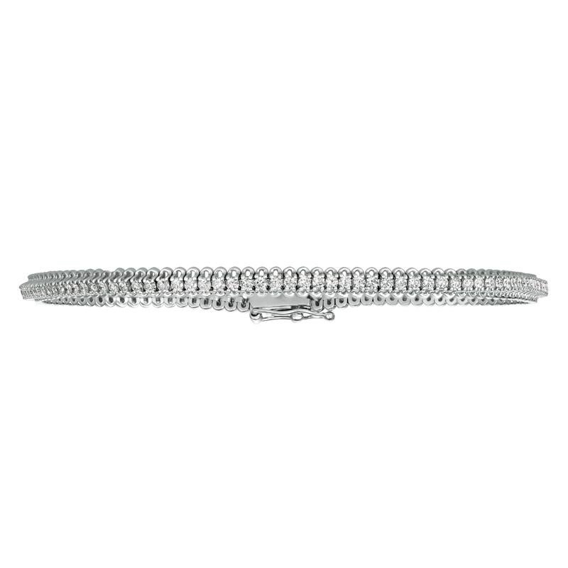 Contemporary 1.50 Carat Natural Diamond Soft Tennis Bracelet G-H SI 14K White Gold 110 Stones For Sale