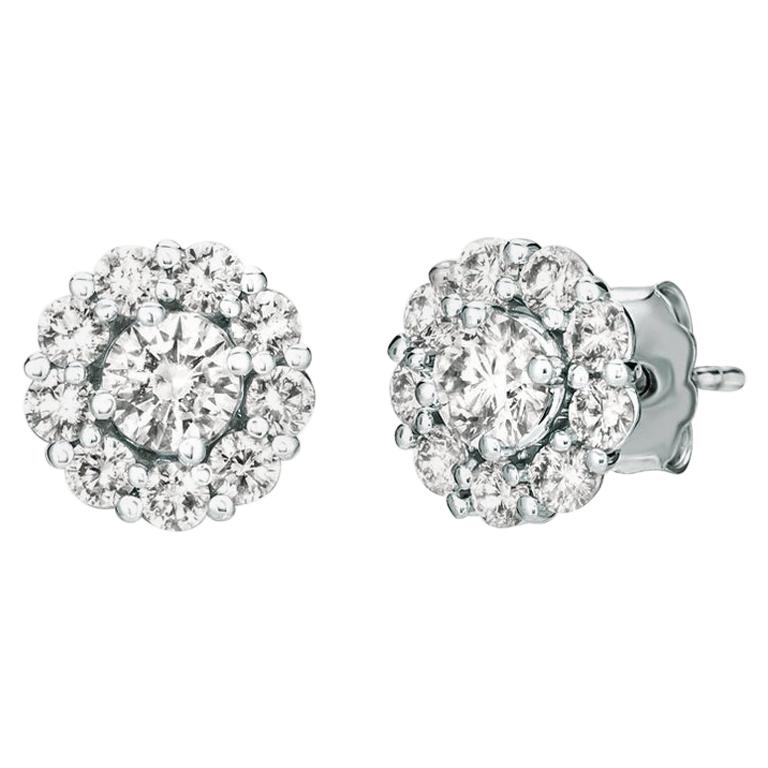 Clous d'oreilles et veste en or blanc 14 carats avec diamants naturels de 1,50 carat G-H SI