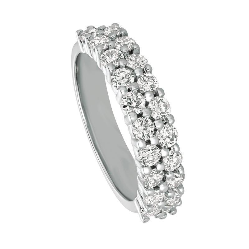For Sale:  1.50 Carat Natural Diamond Two Rows Ring Band G SI 14 Karat White Gold 2