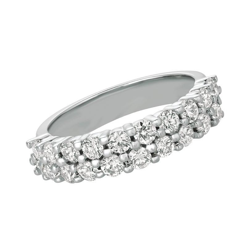 For Sale:  1.50 Carat Natural Diamond Two Rows Ring Band G SI 14 Karat White Gold 3