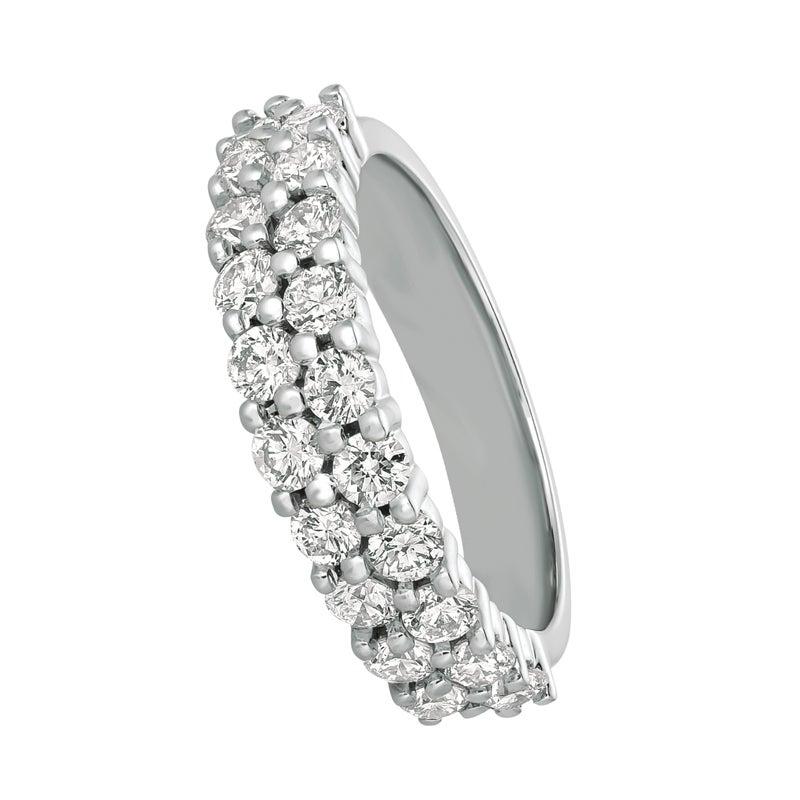 Im Angebot: 1,50 Karat natürlicher Diamant Zweireihiger Ring G SI 14 Karat Weißgold () 4