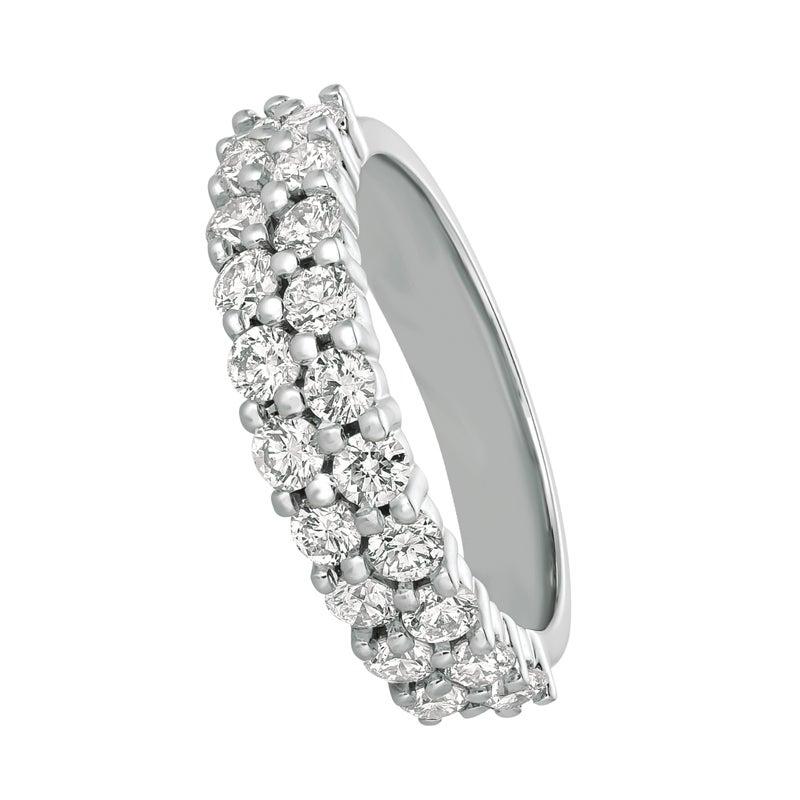 For Sale:  1.50 Carat Natural Diamond Two Rows Ring Band G SI 14 Karat White Gold 4