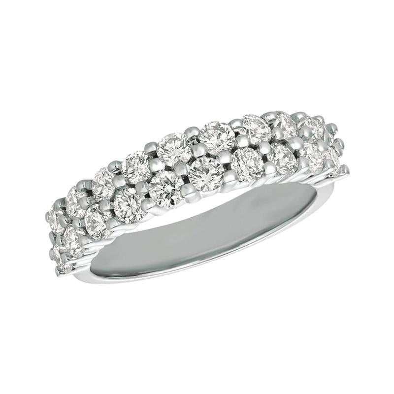 For Sale:  1.50 Carat Natural Diamond Two Rows Ring Band G SI 14 Karat White Gold