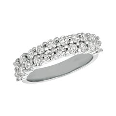 1.50 Carat Natural Diamond Two Rows Ring Band G SI 14 Karat White Gold