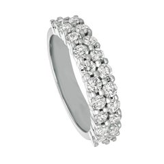 Bague à deux rangées de diamants naturels de 1,50 carat G SI en or blanc 14 carats