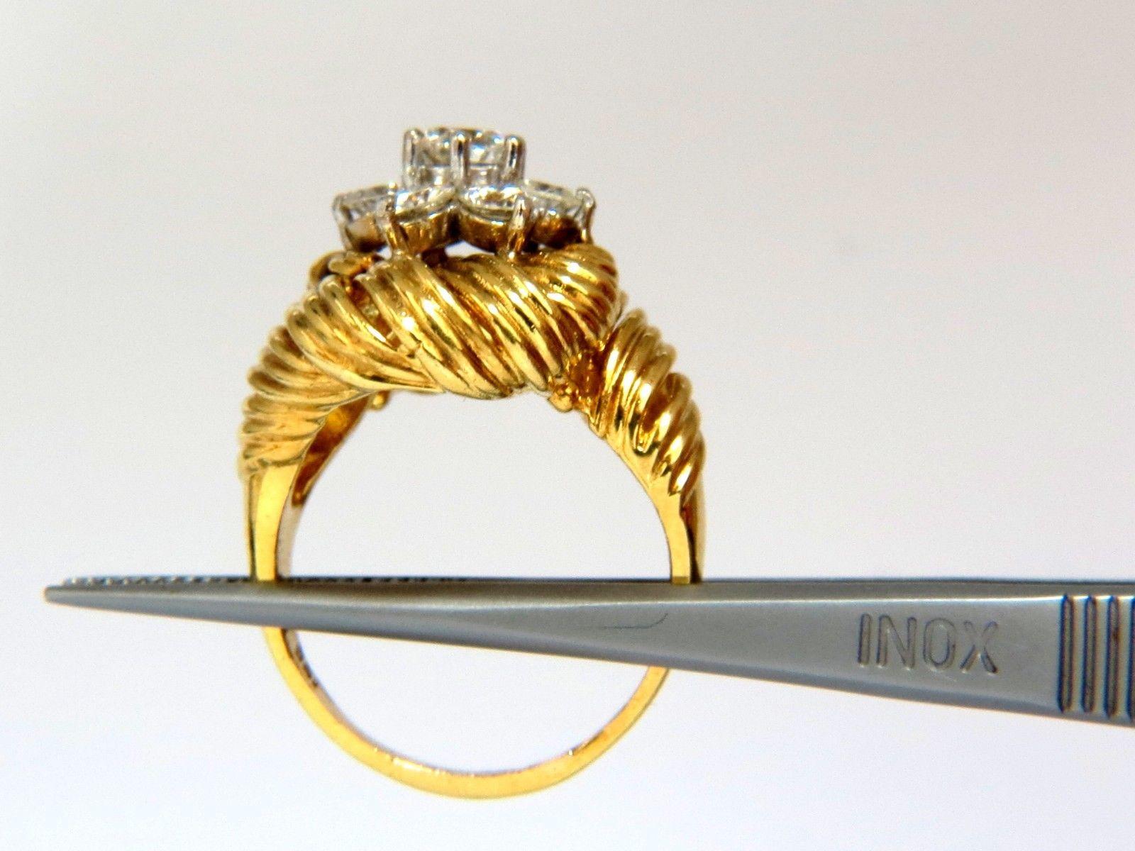 Women's or Men's 1.50 Carat Natural Diamonds 3D Curling Twist Cluster Ring 18 Karat G/VS