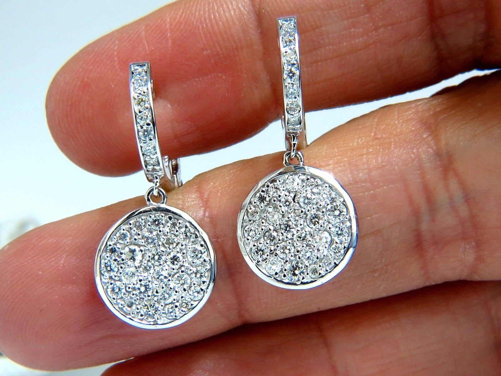 1.50 Carat Natural Diamonds Dangle Earrings 14 Karat Circle Dangles In New Condition In New York, NY