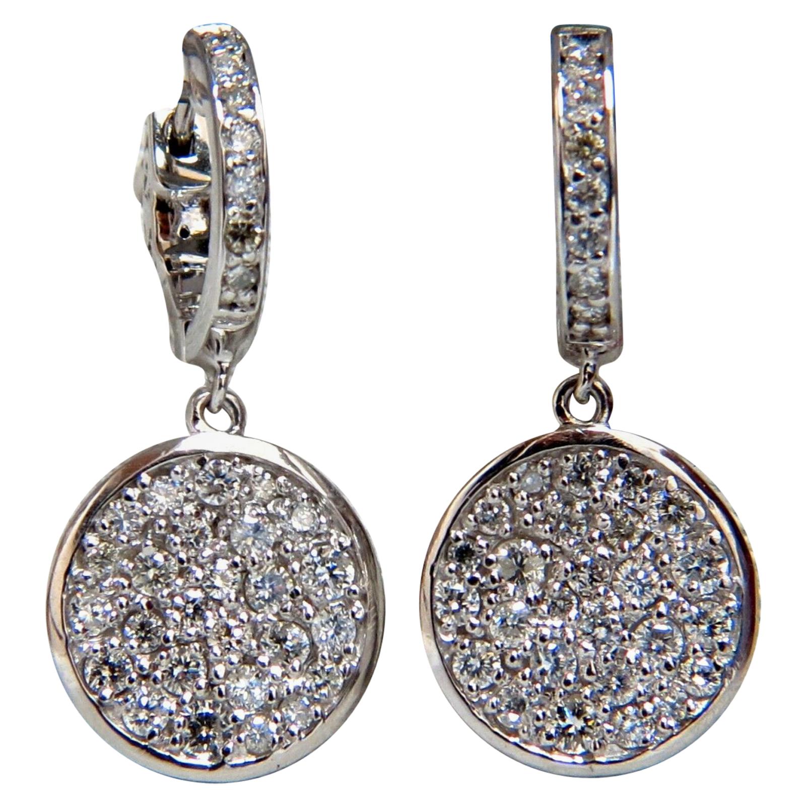 Pendants d'oreilles en forme de cercle en or 14 carats avec diamants naturels de 1,50 carat