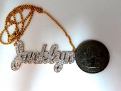 1.50 Carat Natural Diamonds Jacklyn Name Plate Necklace 14 Karat