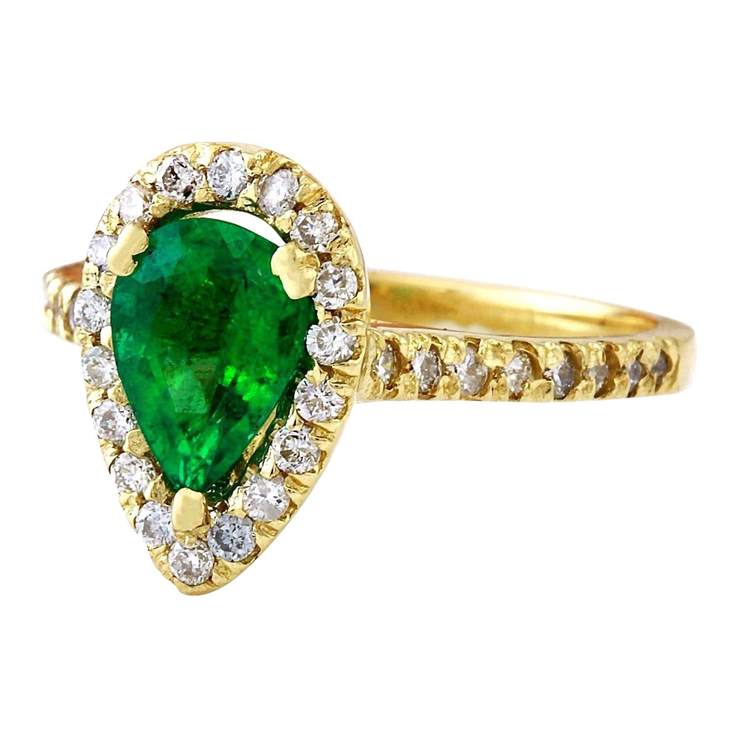 1.50 Carat Natural Emerald 14K Solid Yellow Gold Diamond Ring
 Item Type: Ring
 Item Style: Engagement
 Material: 18K Yellow Gold
 Mainstone: Emerald
 Stone Color: Green
 Stone Weight: 1.00 Carat
 Stone Shape: Pear
 Stone Quantity: 1
 Stone