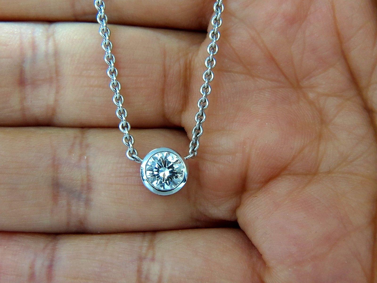 Round Cut 1.50 Carat Natural Flush Mount 'Five' Diamond by Yard Necklace 18 Karat G/VS For Sale