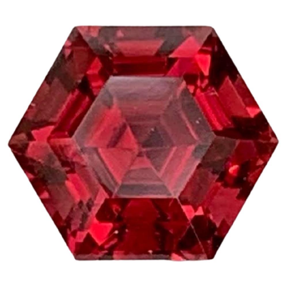 1.50 Carat Natural Loose Bright Red Garnet Hexagon Cut Tanzanian Gemstone For Sale