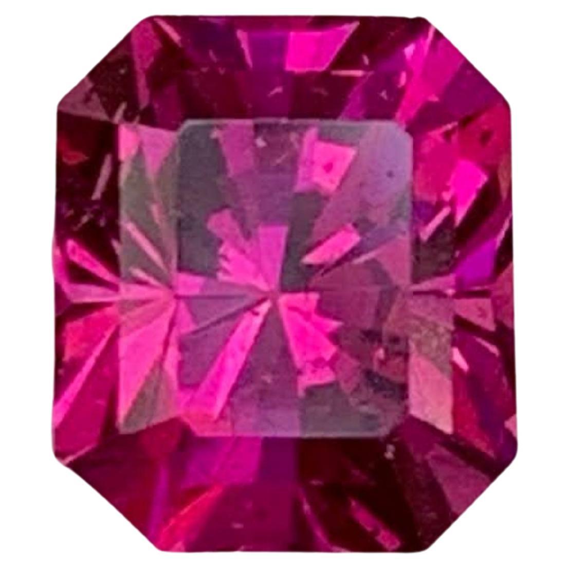 1.50 Carat Natural Loose Hot Pink Garnet Stone Emerald Cut African Gemstone