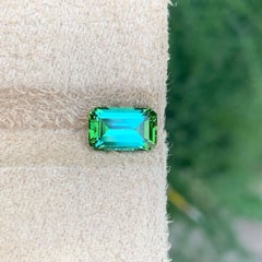 1.50 Carat Natural Loose Mint Green Tourmaline Emerald Cut Afghan Gemstone