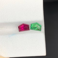 1.50 Carat Natural Loose Reverse Color Tourmaline Pair Fancy Cut Afghan Gemstone