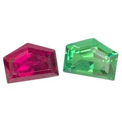 1.50 Carat Natural Loose Reverse Color Tourmaline Pair Fancy Cut Afghan Gemstone