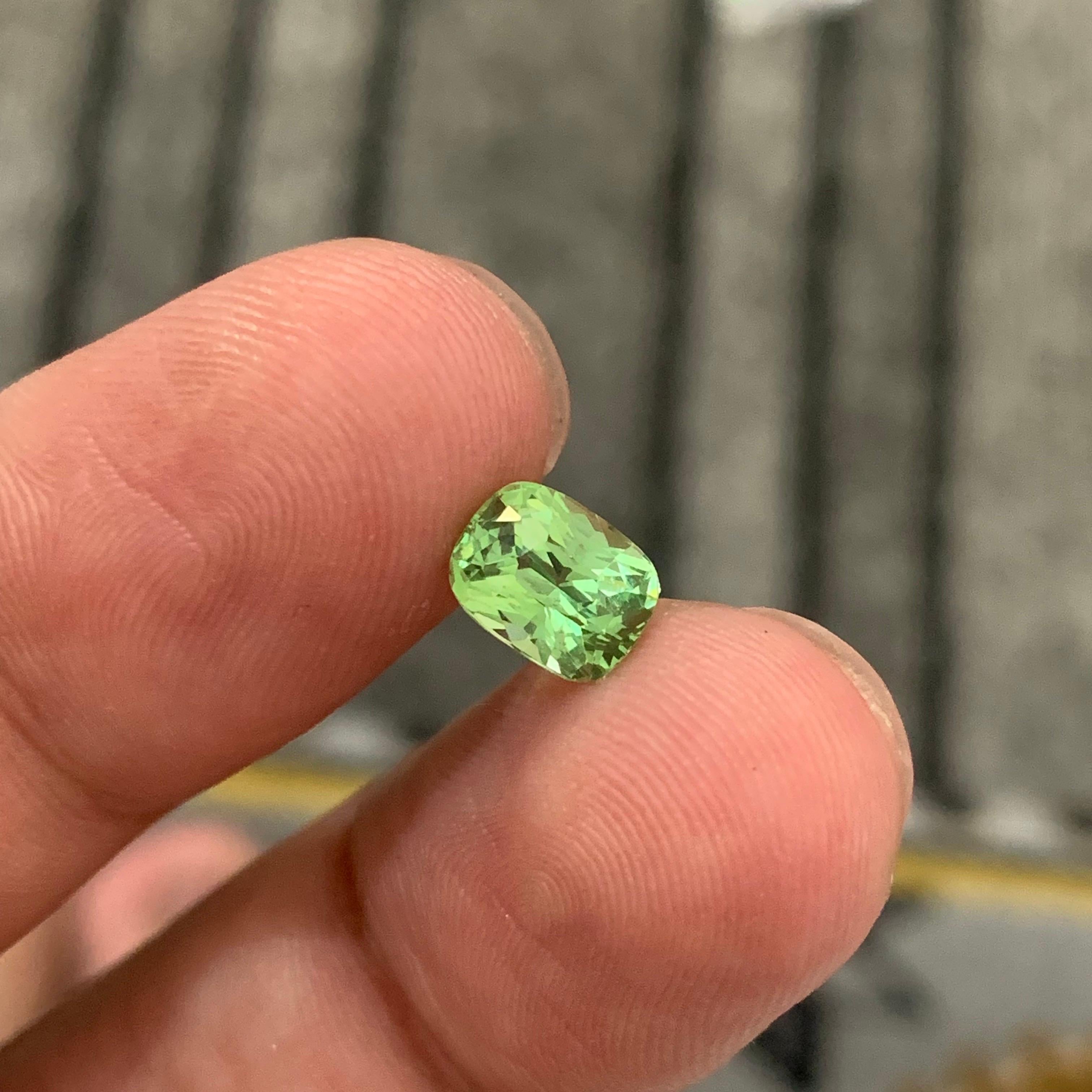 Arts and Crafts 1.50 Carat Natural Loose Tsavorite Garnet Cushion Shape Gemstone For Sale