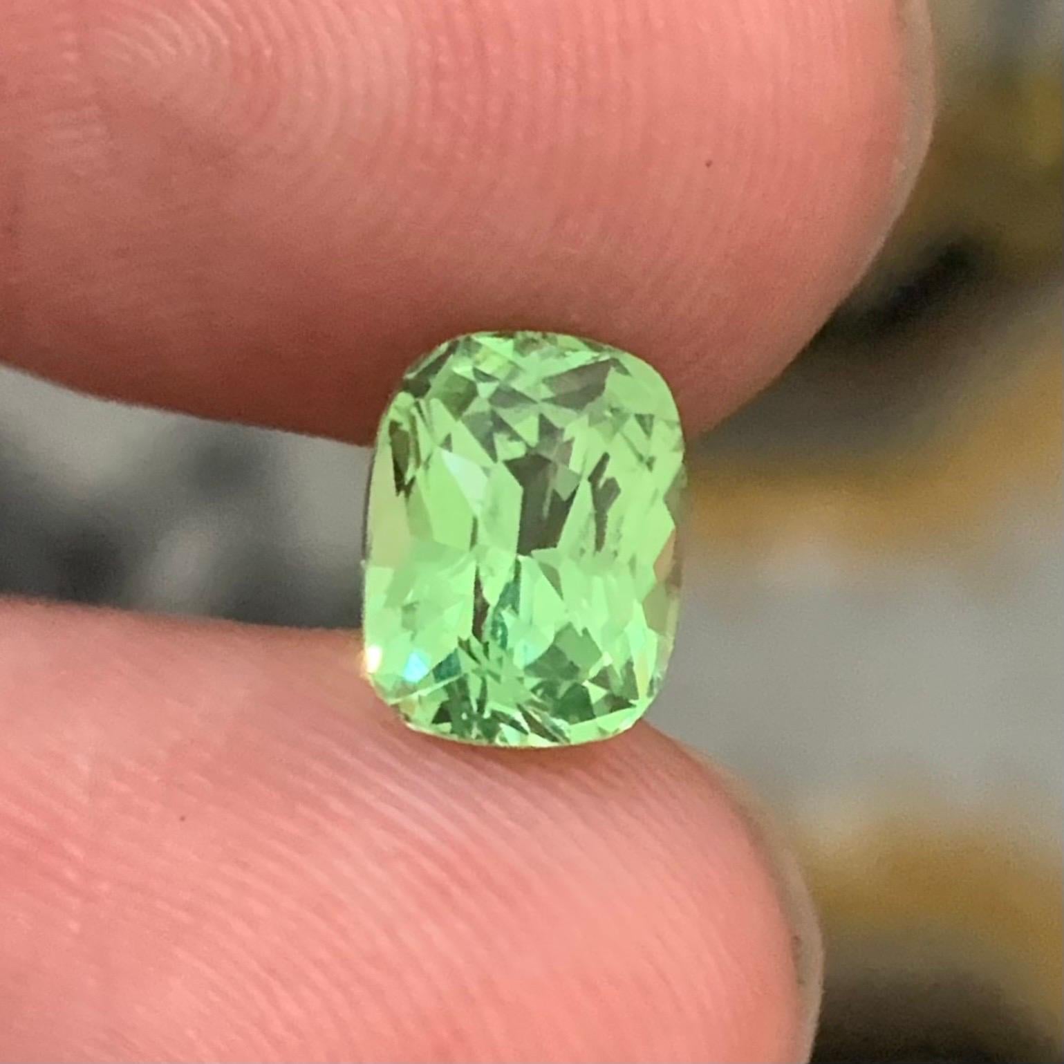 1.50 Carat Natural Loose Tsavorite Garnet Cushion Shape Gemstone For Sale 1