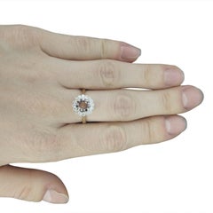 1.50 Carat Natural Morganite 14 Karat Solid Yellow Gold Diamond Ring