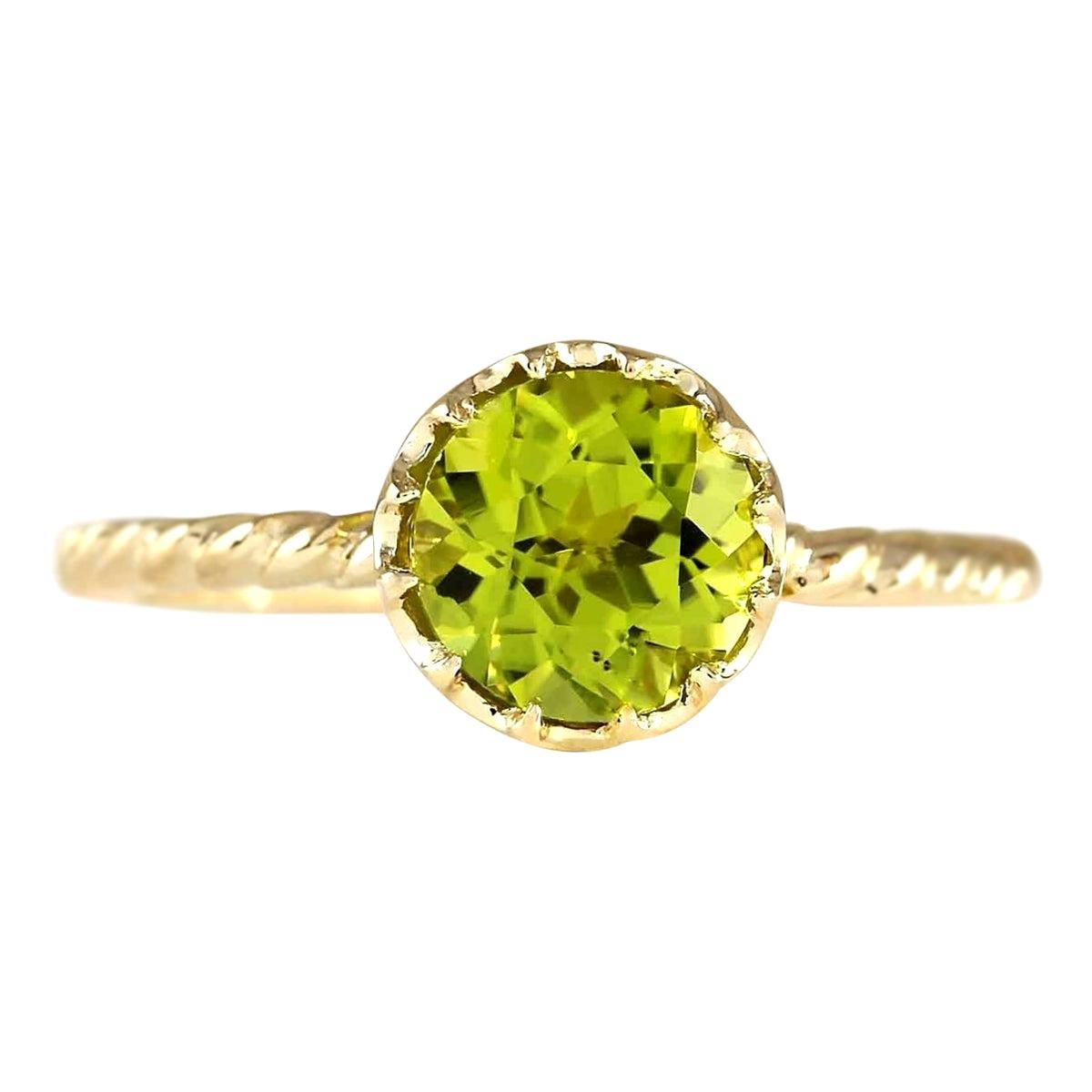 Natural Peridot Ring In 14 Karat Yellow Gold  For Sale