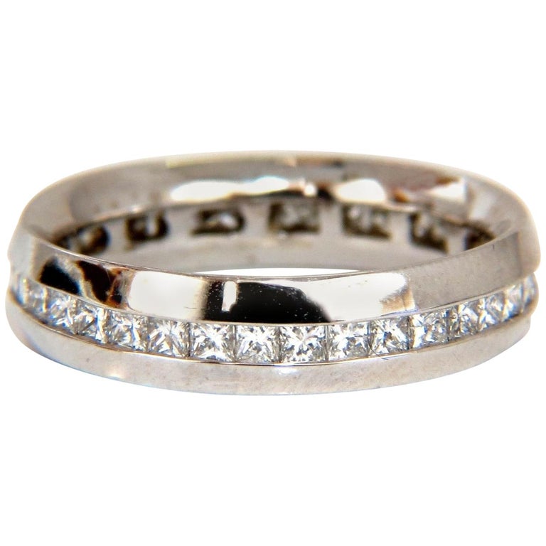 1.50 Carat Natural Princess Cut Diamonds Eternity Ring 14 Karat Comfort ...