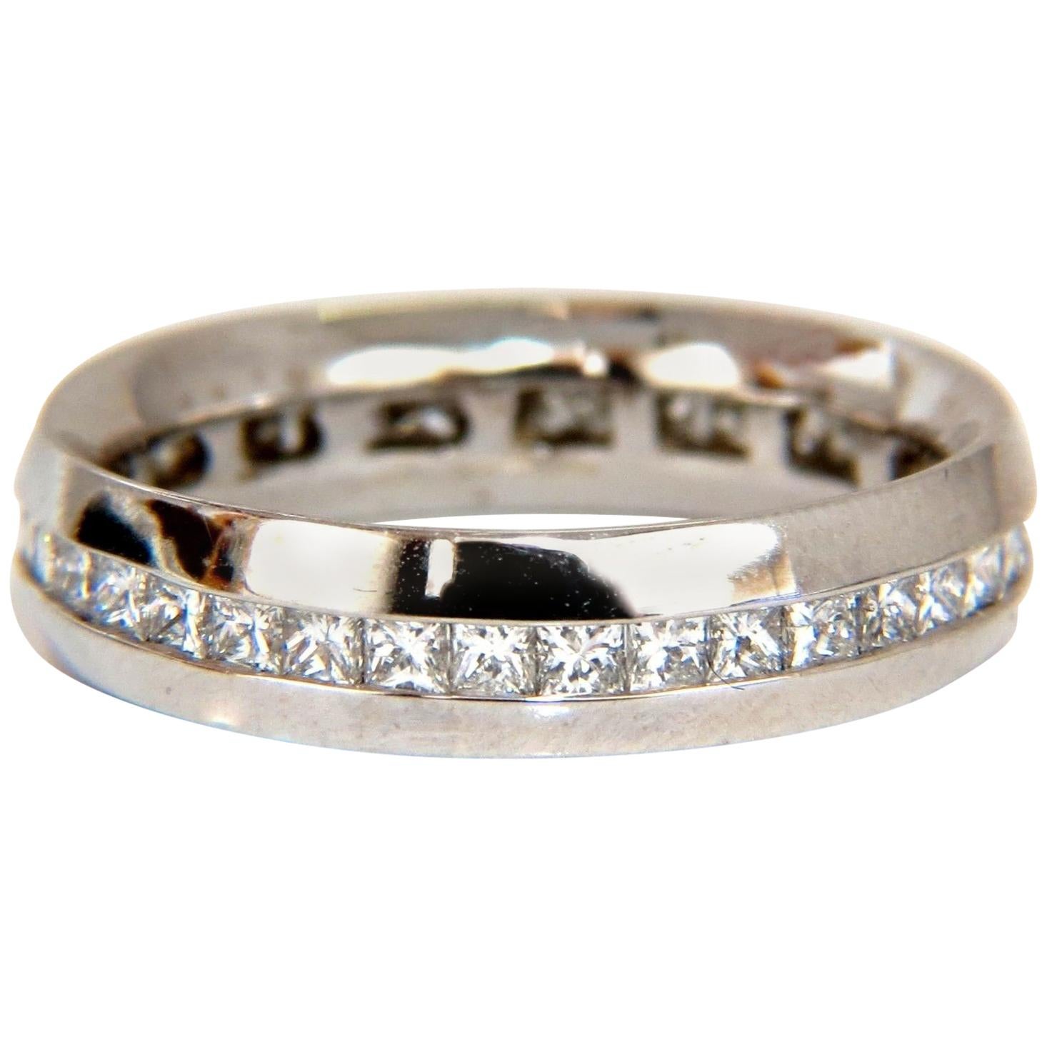 1.50 Carat Natural Princess Cut Diamonds Eternity Ring 14 Karat Comfort*