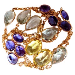 150 Carat Natural Purple Green Amethyst Necklace 14 Karat Gold*