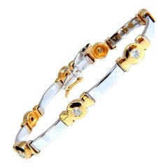 1.50 Carat Natural Round Diamond Bezel Flush Set Diamond Two-Tone Bracelet 14kt*