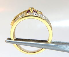 1.50 Carat Natural Ruby Diamonds Ring Flower 18 Karat