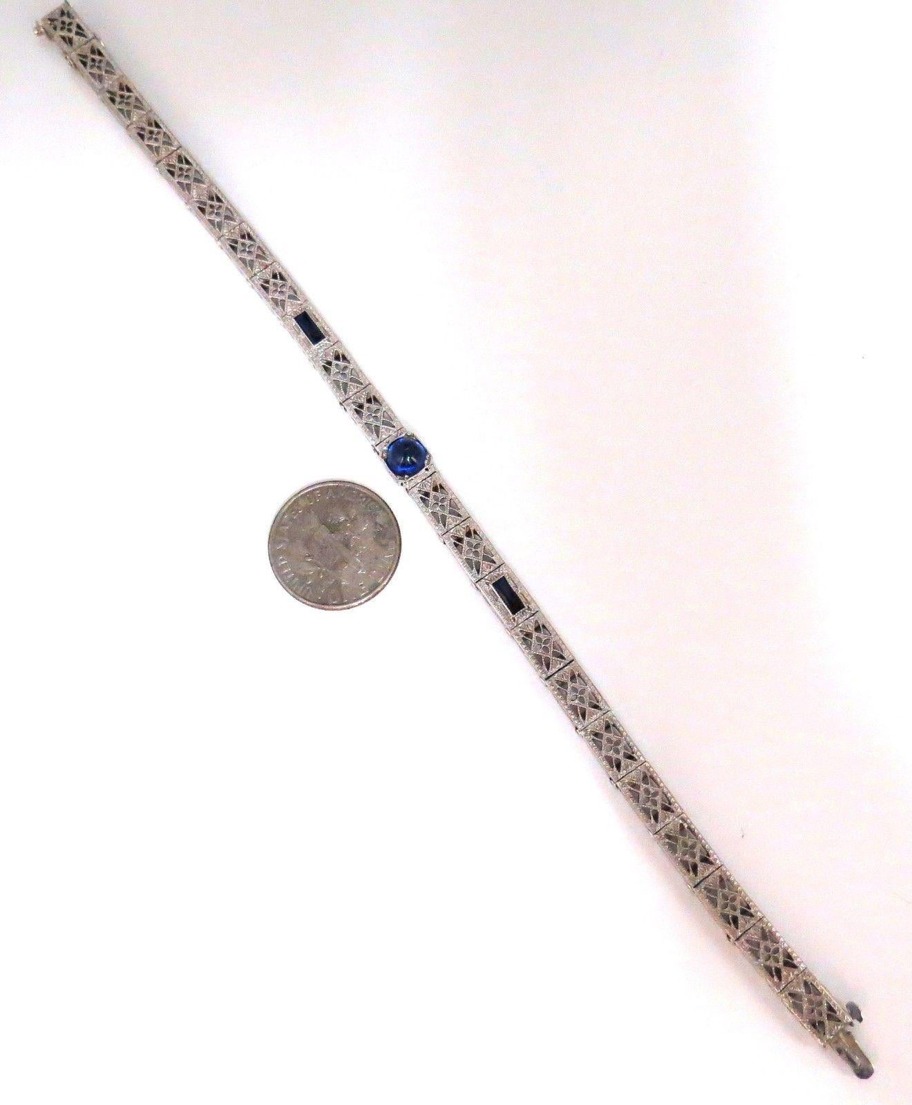 Women's or Men's 1.50 Carat Natural Sapphires Vintage Bracelet 14 Karat