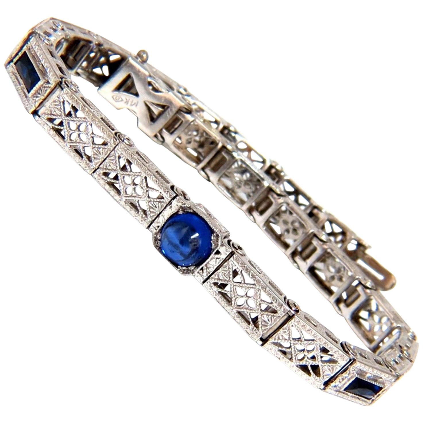 1.50 Carat Natural Sapphires Vintage Bracelet 14 Karat
