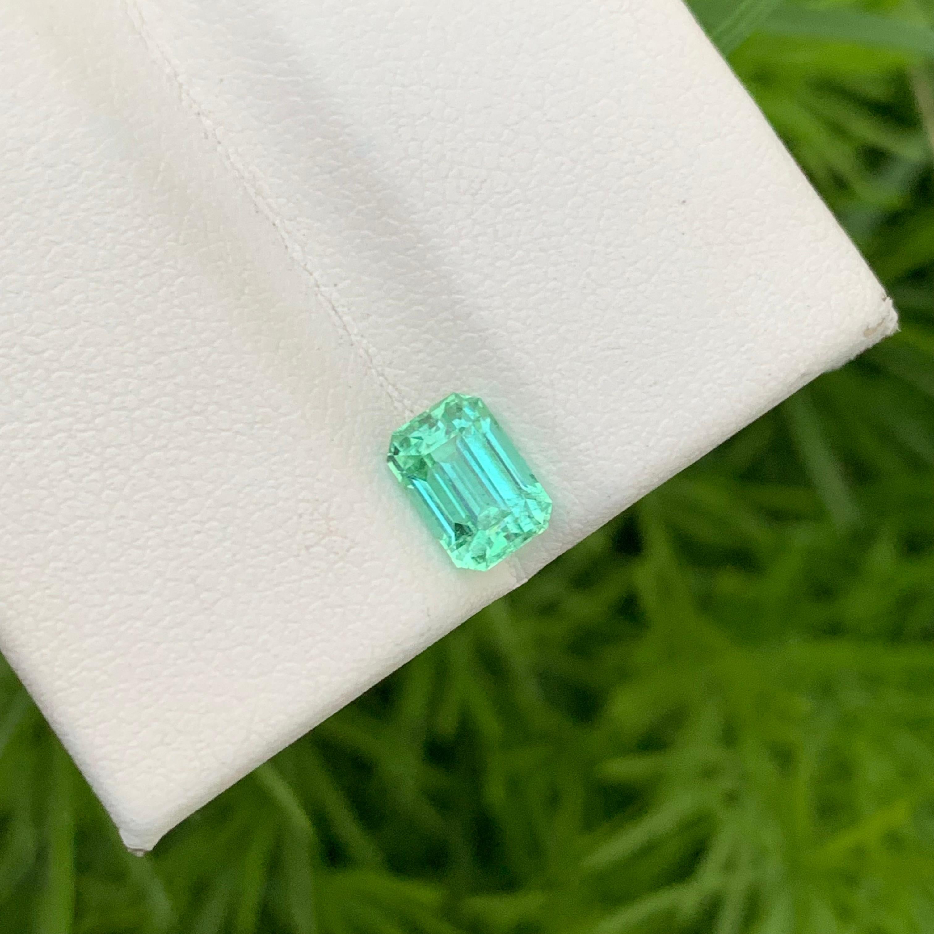 Loose Tourmaline 
Weight: 1.50 Carats 
Dimension: 7.4x5.1x4.8 Mm
Origin; Afghanistan
Shape: Emerald 
Color: Green
Treatment: Non
Certificate: On Customer Demand
Tourmaline Mint is a stunning gemstone that captivates with its vibrant colors and
